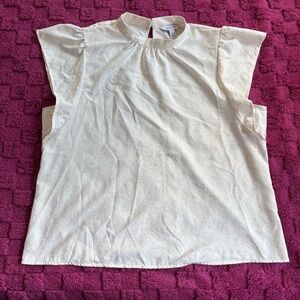 Nine West Cream Colored Ruffle Sleeve Blouse Womens Size XL